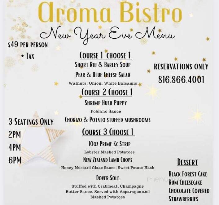Aroma Bistro - Smithville, MO menu_pic