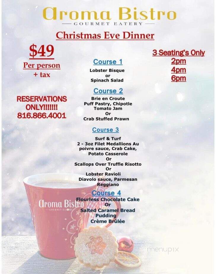 Aroma Bistro - Smithville, MO menu_pic