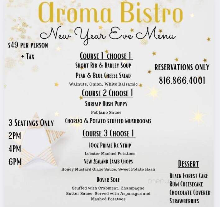 Aroma Bistro - Smithville, MO menu_pic