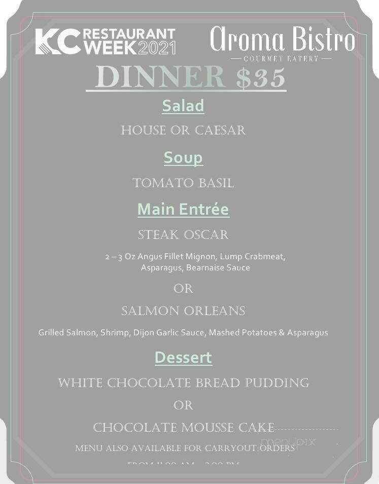 Aroma Bistro - Smithville, MO menu_pic