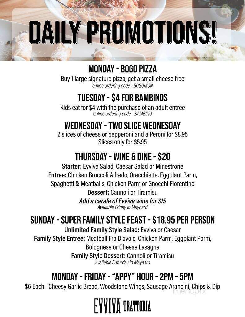 Evviva Trattoria - Wrentham, MA menu_pic