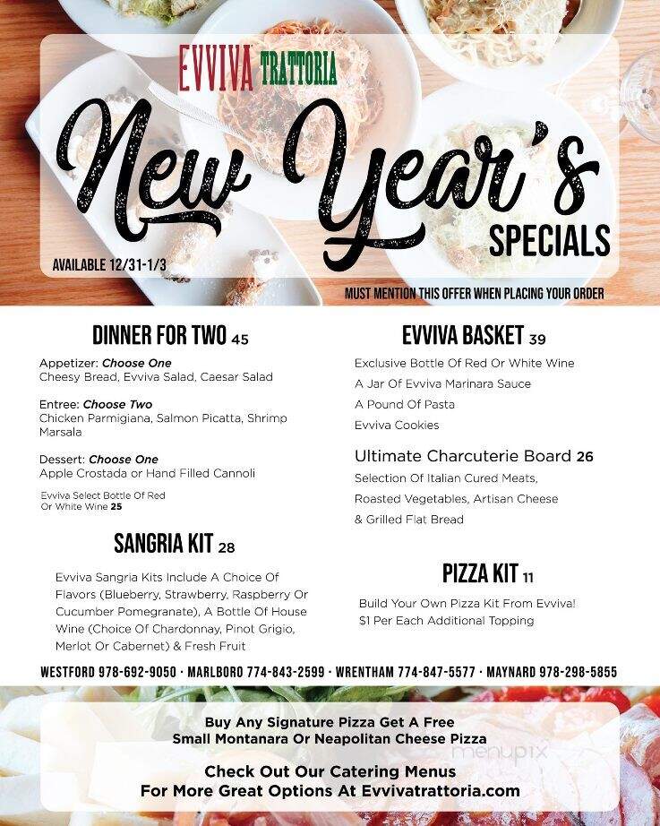 Evviva Trattoria - Wrentham, MA menu_pic