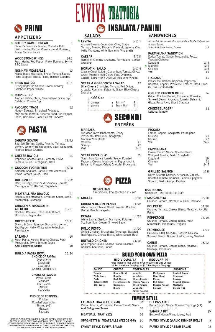 Evviva Trattoria - Wrentham, MA menu_pic