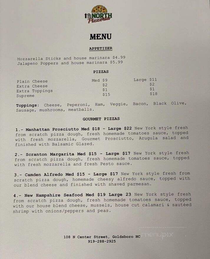 Up North Pizzeria - Goldsboro, NC menu_pic