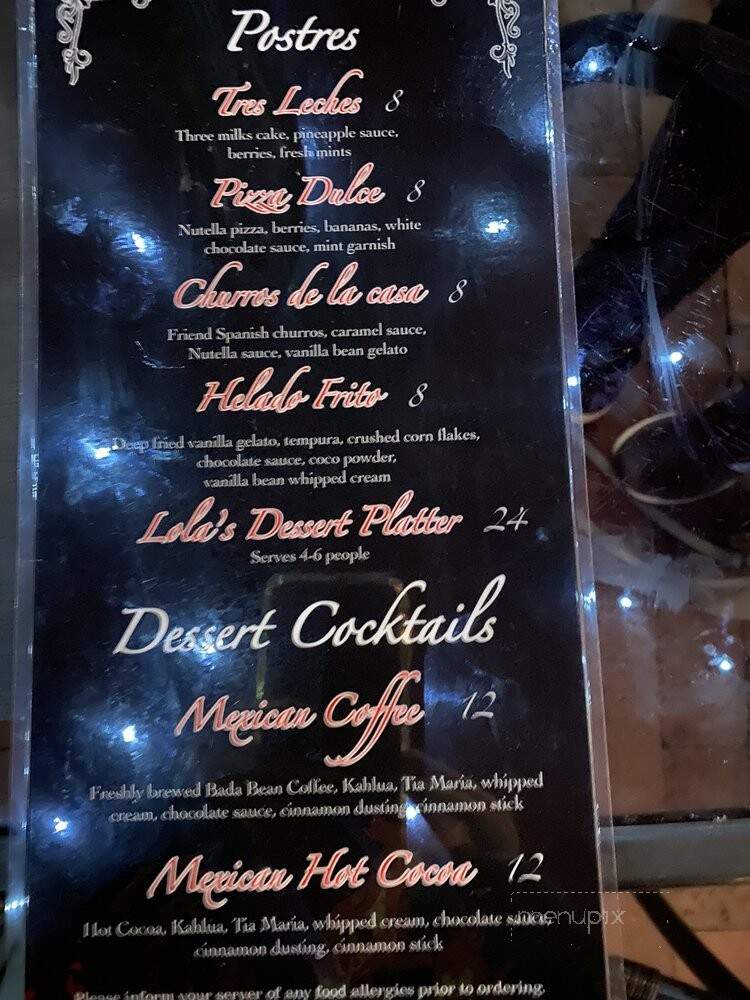 Lola's Lounge - Smithfield, RI menu_pic
