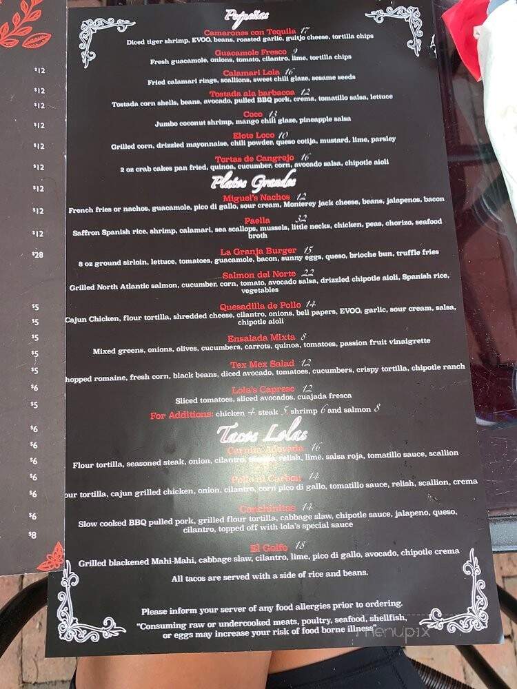 Lola's Lounge - Smithfield, RI menu_pic