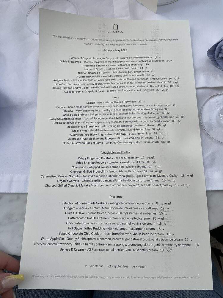 Cara Restaurant - Los Angeles, CA menu_pic
