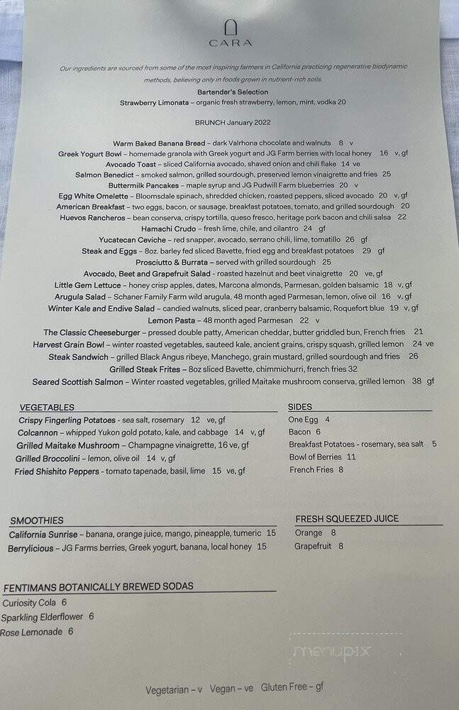 Cara Restaurant - Los Angeles, CA menu_pic