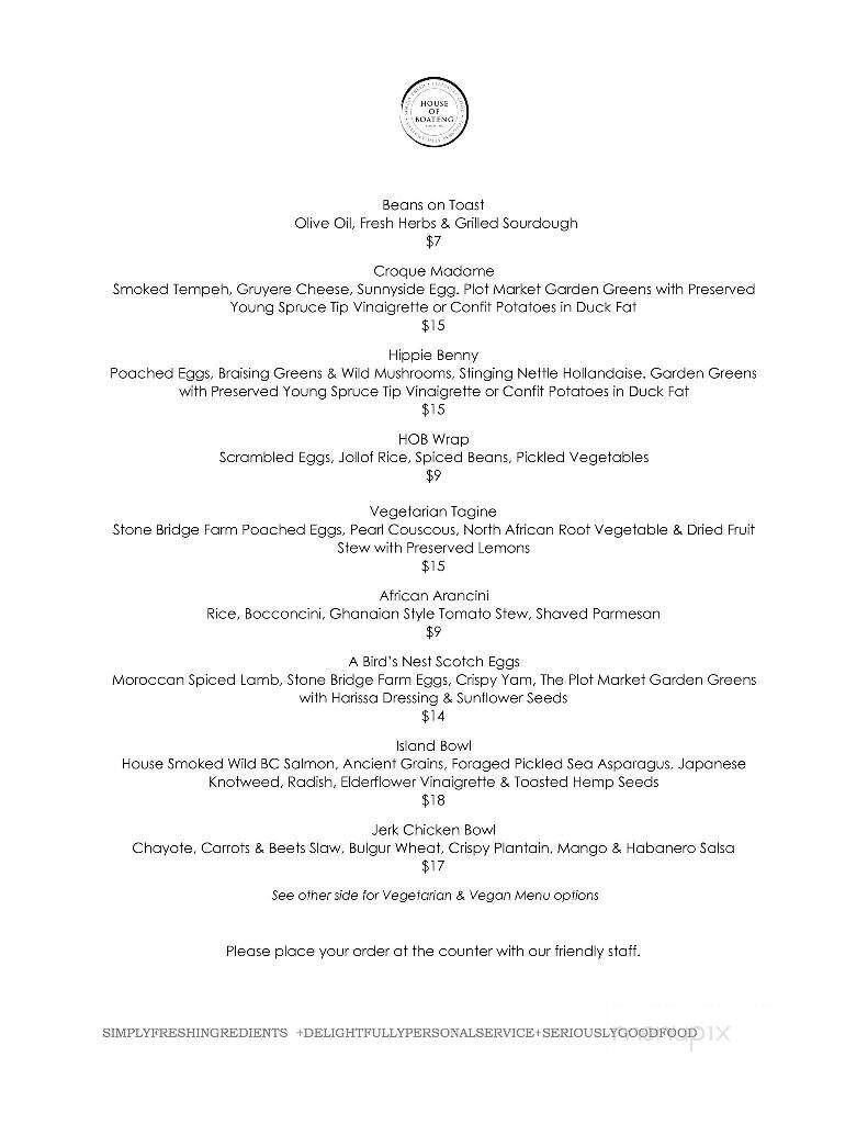 House of Boateng - Victoria, BC menu_pic