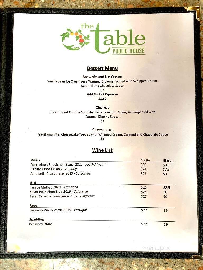 The Table Public House - Denver, CO menu_pic
