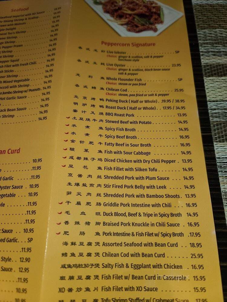 Hot Peppercorn Asian Cuisine & Bar - Springfield, VA menu_pic