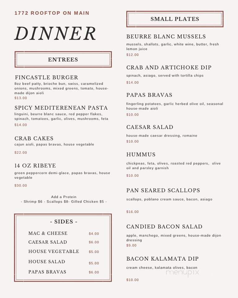 1772 Rooftop on Main - Fincastle, VA menu_pic
