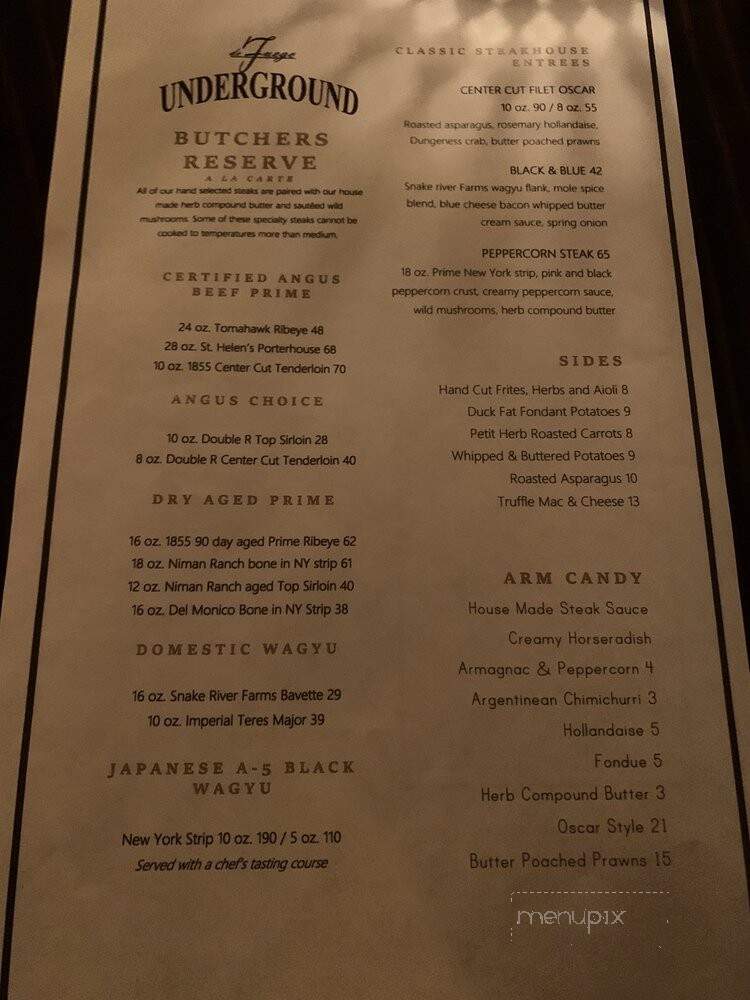 The Underground - Clackamas, OR menu_pic