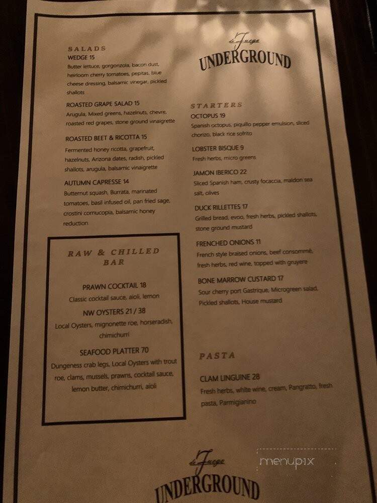 The Underground - Clackamas, OR menu_pic