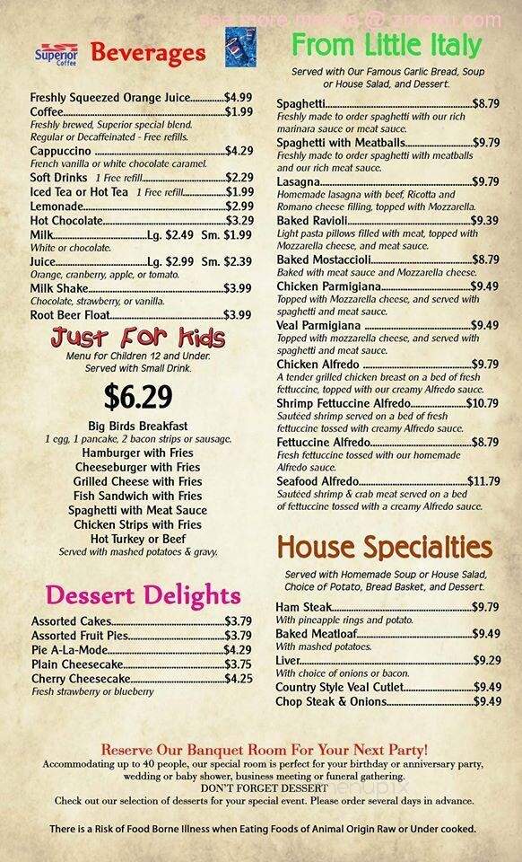 Cafe Bella - Sheboygan, WI menu_pic