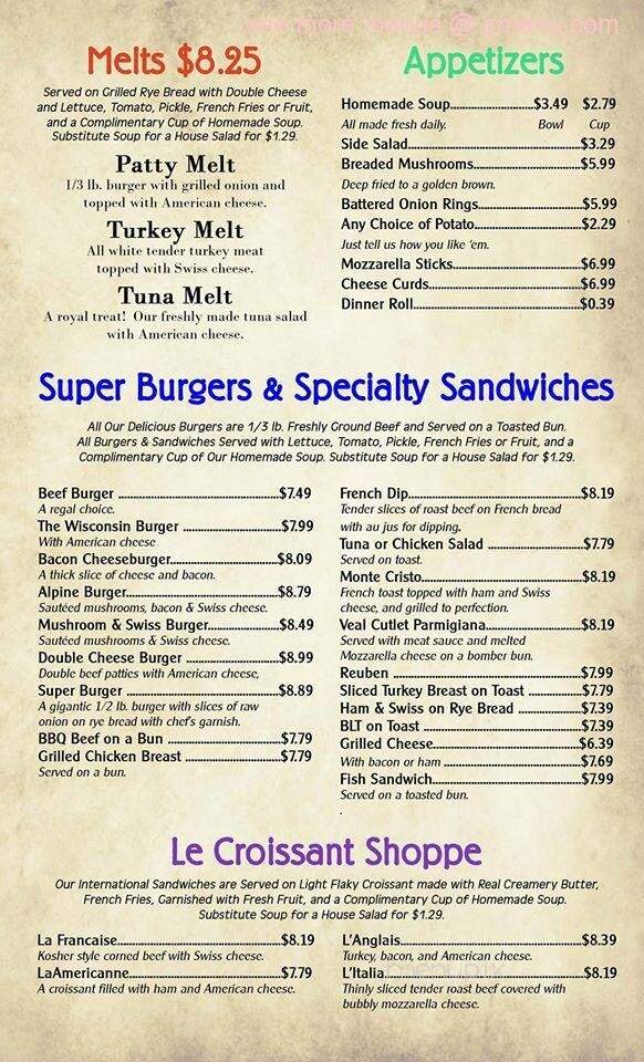 Cafe Bella - Sheboygan, WI menu_pic