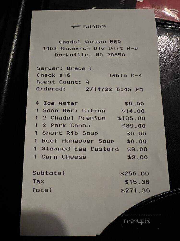Chadol Korean BBQ - Rockville, MD menu_pic