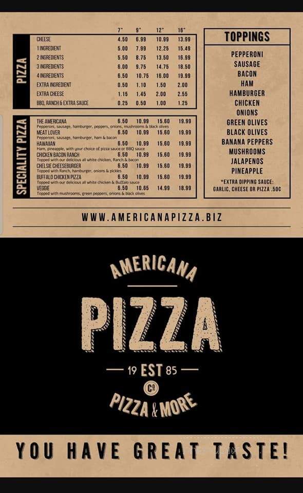 Americana Pizza - Centerville, IN