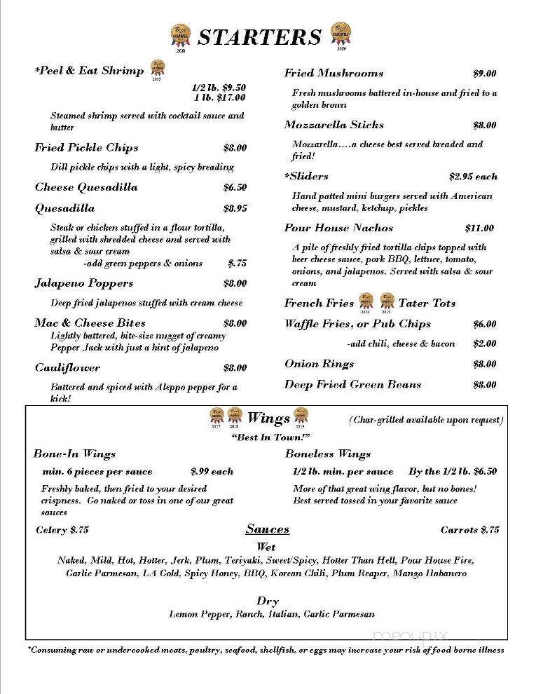 Side Street Pourhouse - Lenoir, NC menu_pic