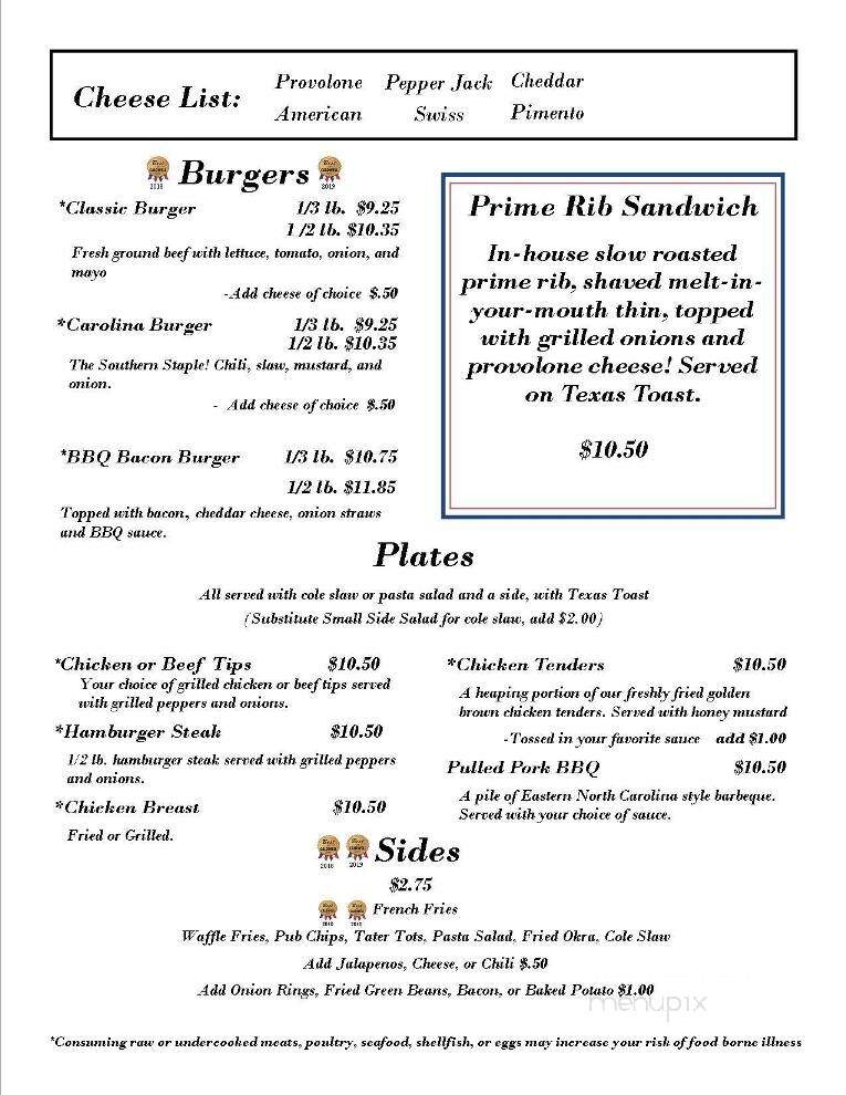 Side Street Pourhouse - Lenoir, NC menu_pic