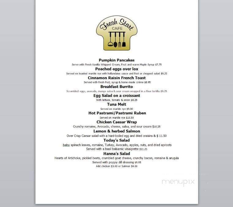 Fresh Start Cafe - Sarasota, FL menu_pic