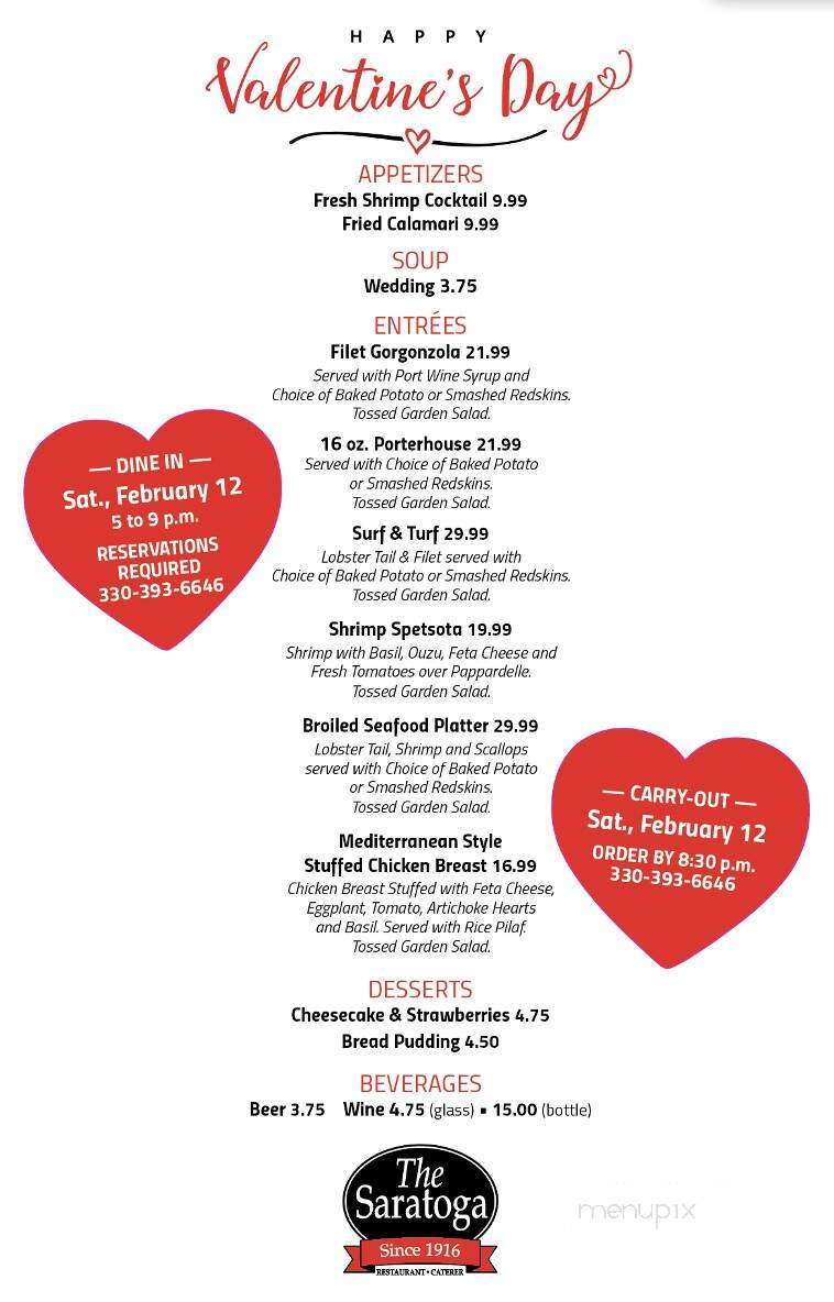 Saratoga Restaurant - Warren, OH menu_pic