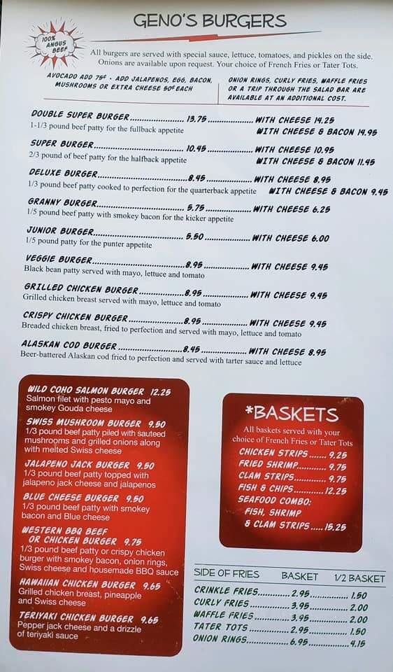 Geno's Pizza & Burgers - Astoria, OR menu_pic