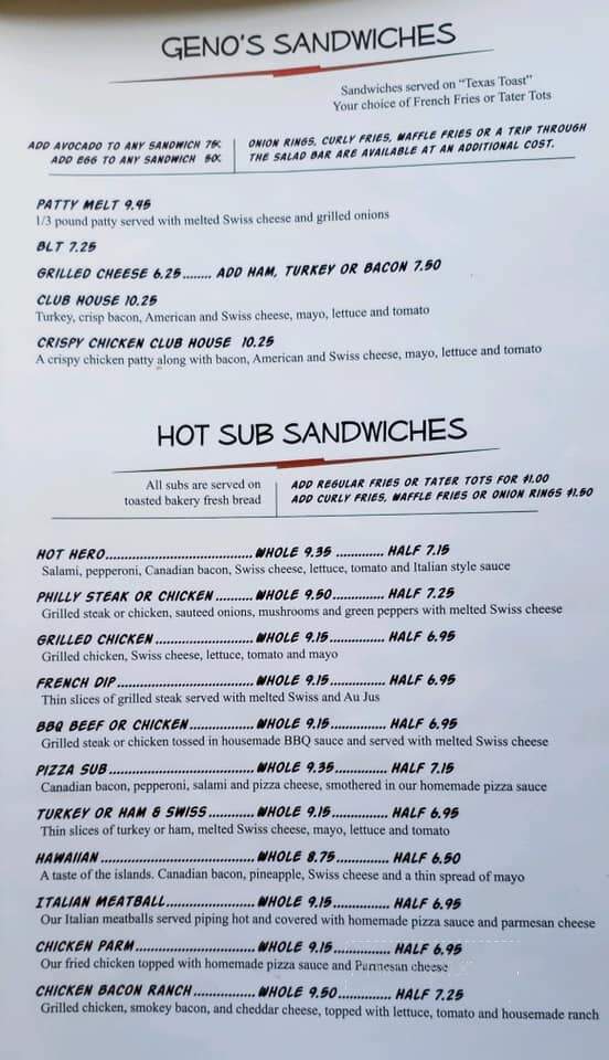 Geno's Pizza & Burgers - Astoria, OR menu_pic