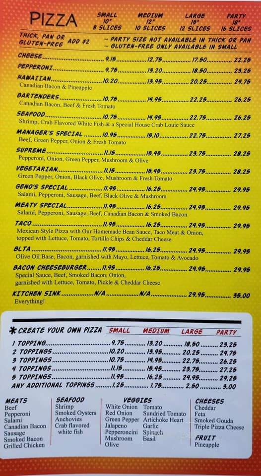 Geno's Pizza & Burgers - Astoria, OR menu_pic