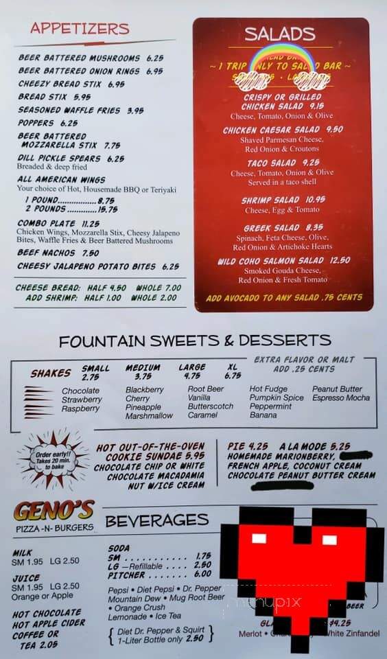 Geno's Pizza & Burgers - Astoria, OR menu_pic
