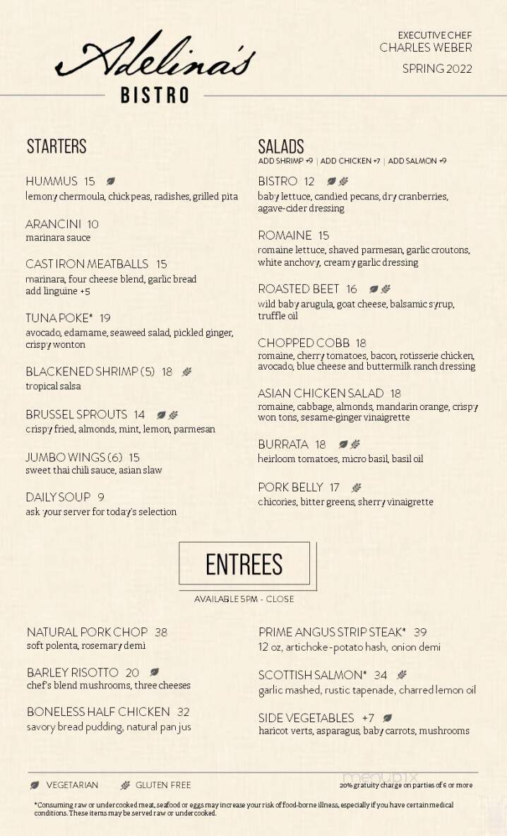 Adelina's Bistro - Nipomo, CA menu_pic