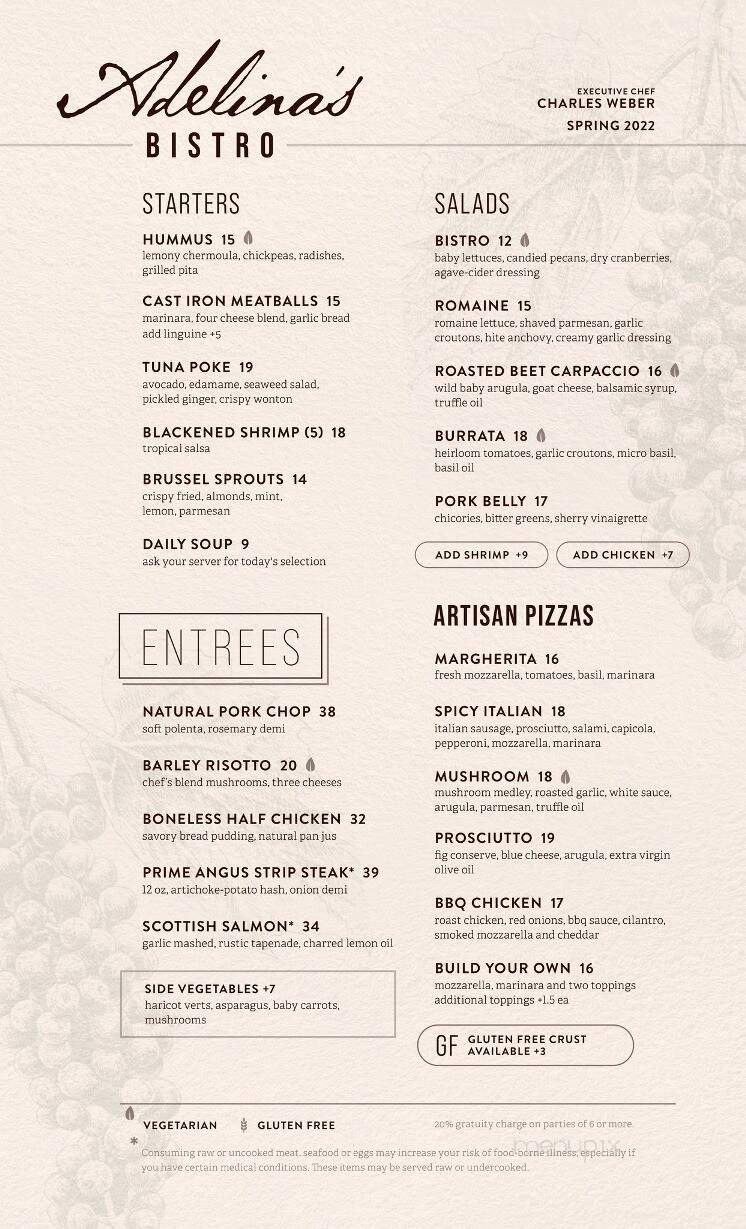 Adelina's Bistro - Nipomo, CA menu_pic