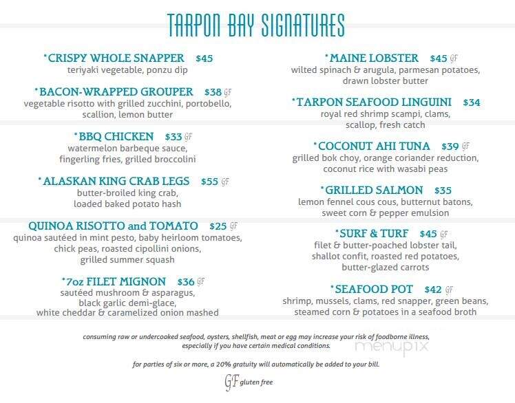 Tarpon Bay at the Hyatt Regency Coconut Point Resort & Spa - Bonita Springs, FL menu_pic