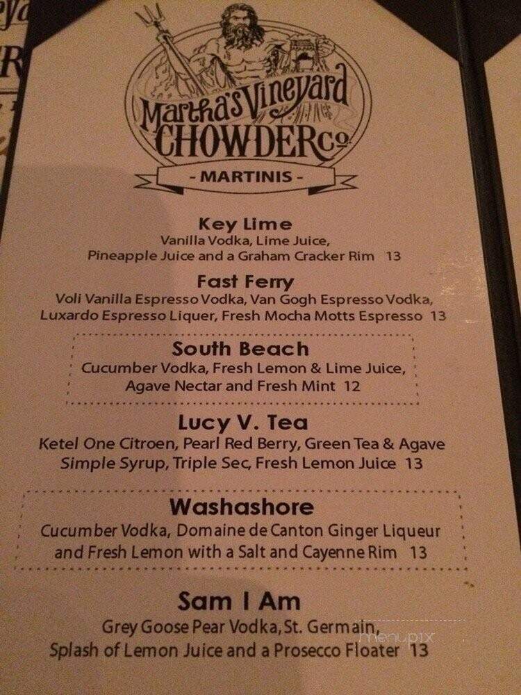 Martha's Vineyard Chowder House - Oak Bluffs, MA menu_pic