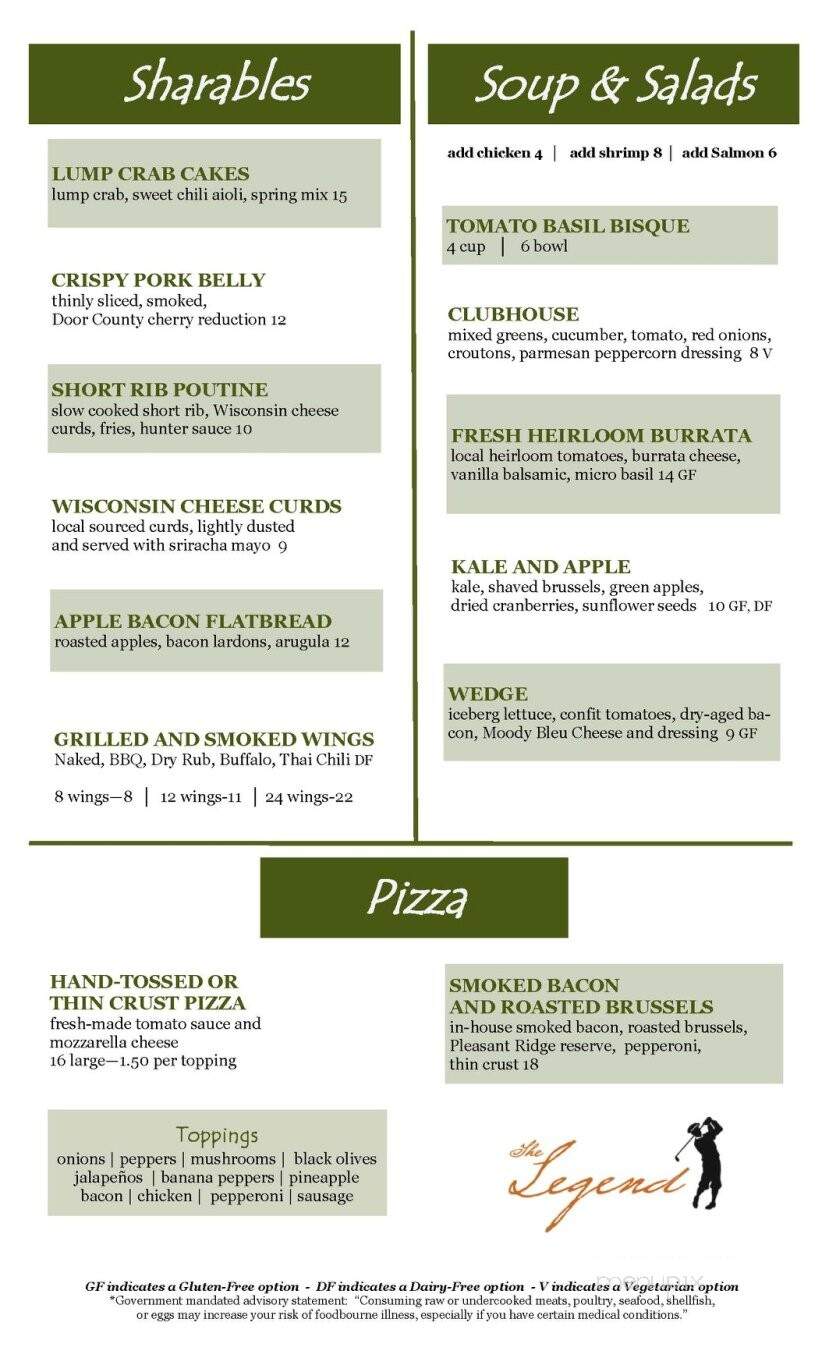 Legend at Bergamont - Oregon, WI menu_pic