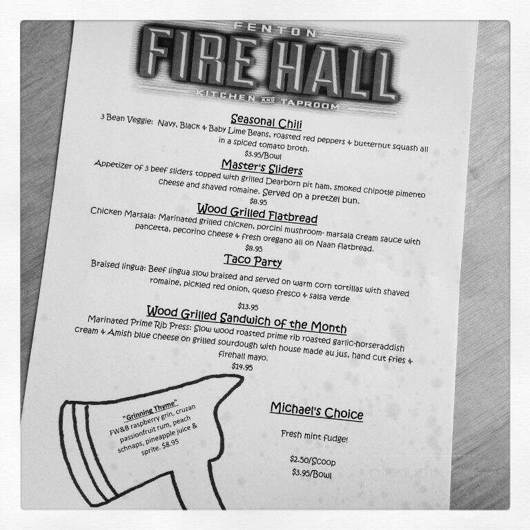 Fenton Fire Hall - Fenton, MI menu_pic