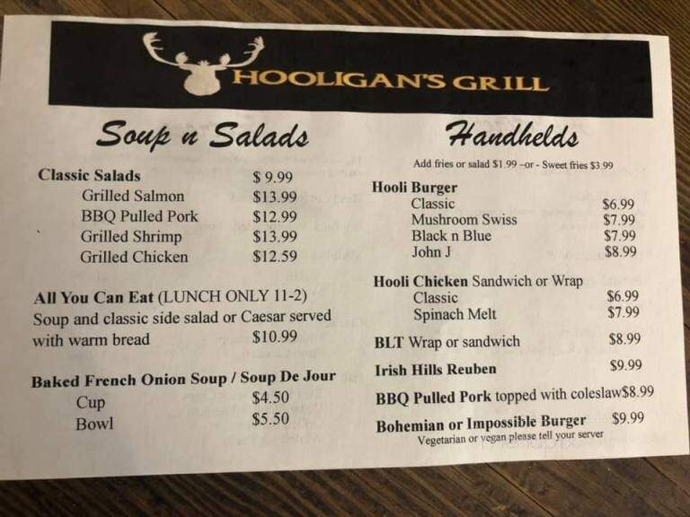 Hooligan's Grill - Adrian, MI menu_pic