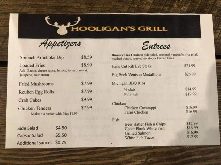 Hooligan's Grill - Adrian, MI menu_pic