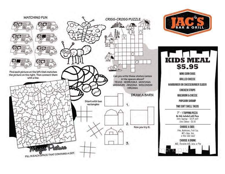 Jac's Bar and Grill - Chatfield, MN menu_pic