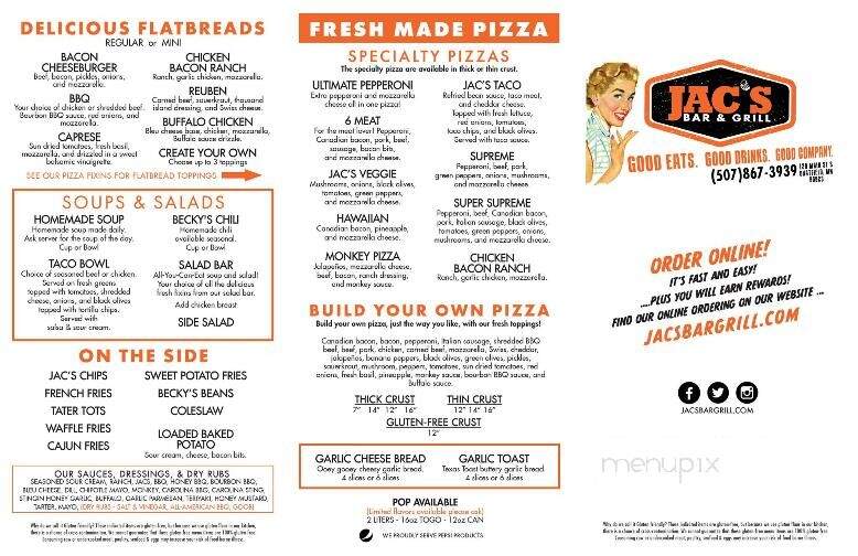Jac's Bar and Grill - Chatfield, MN menu_pic