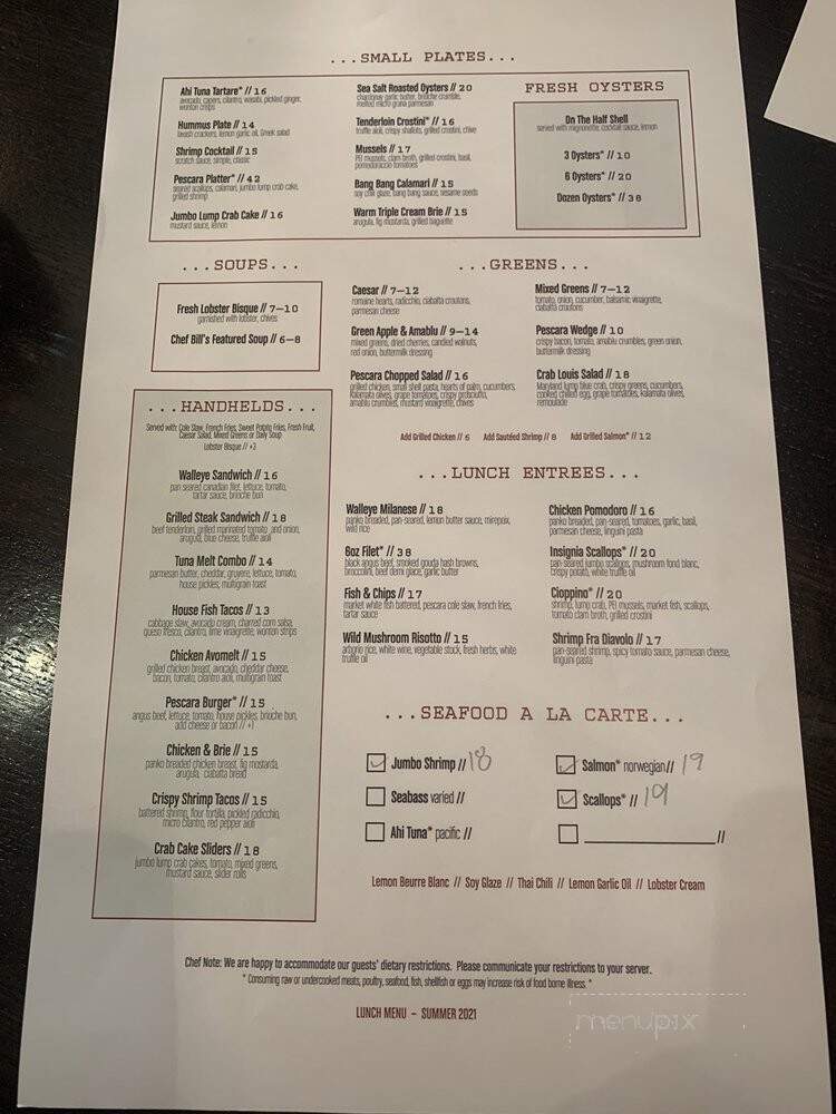 Pescara - Rochester, MN menu_pic