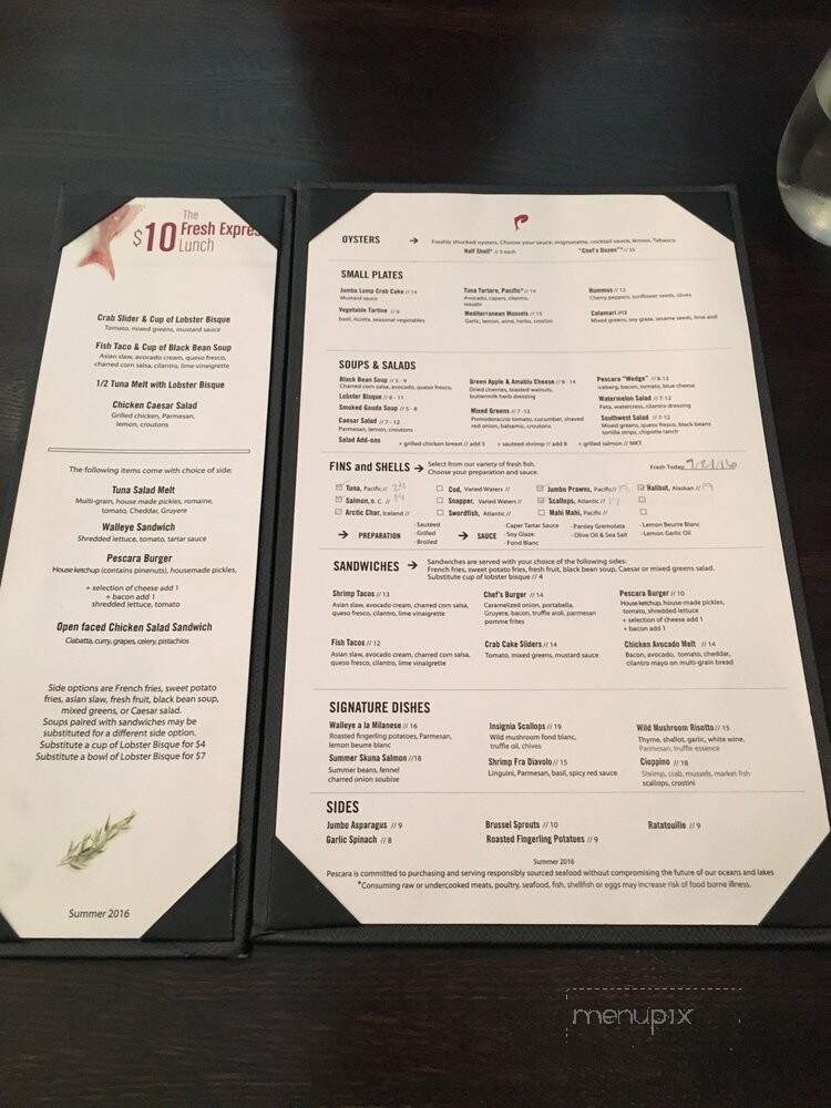 Pescara - Rochester, MN menu_pic