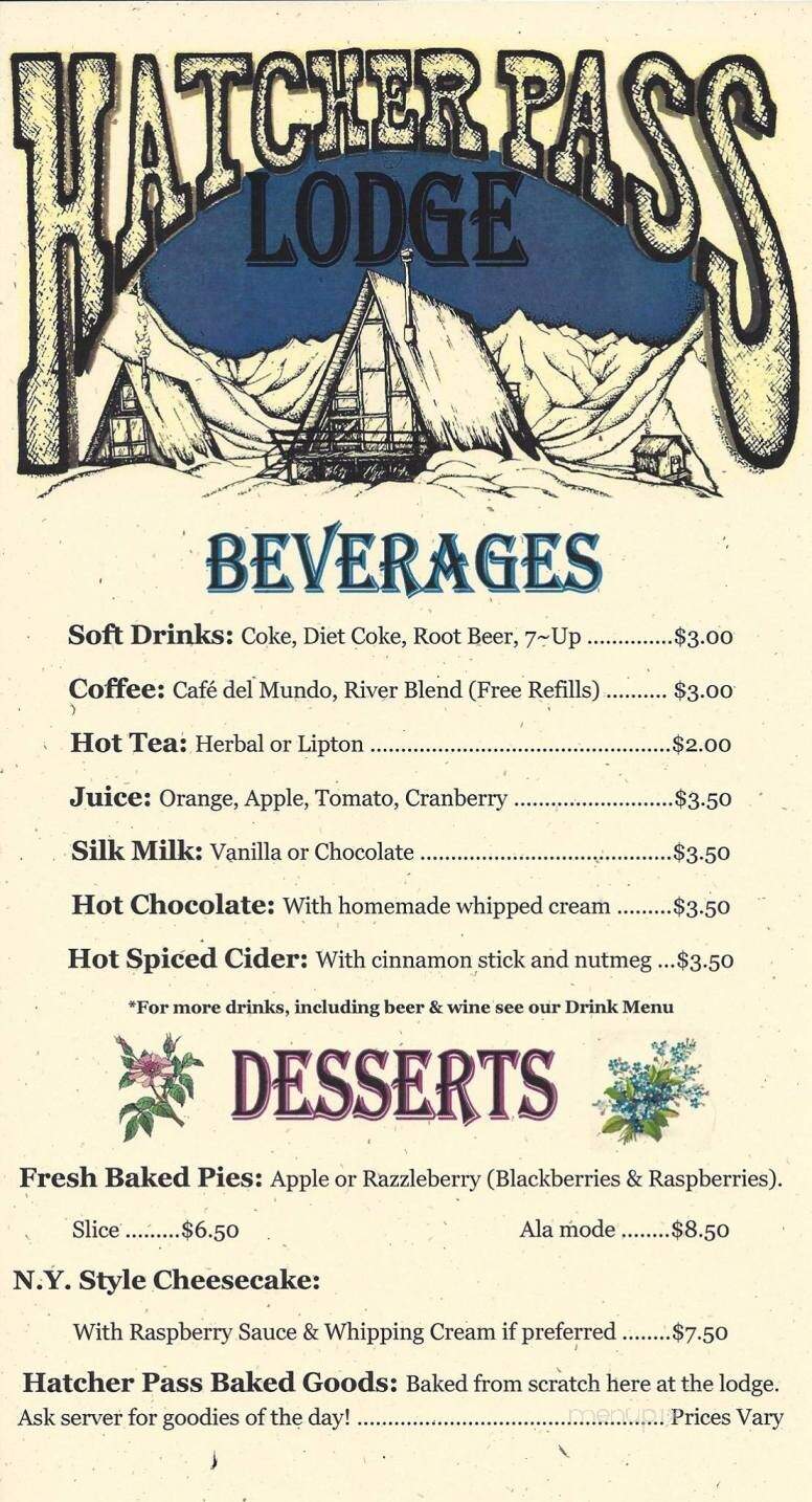 Hatcher Pass Lodge - Palmer, AK menu_pic