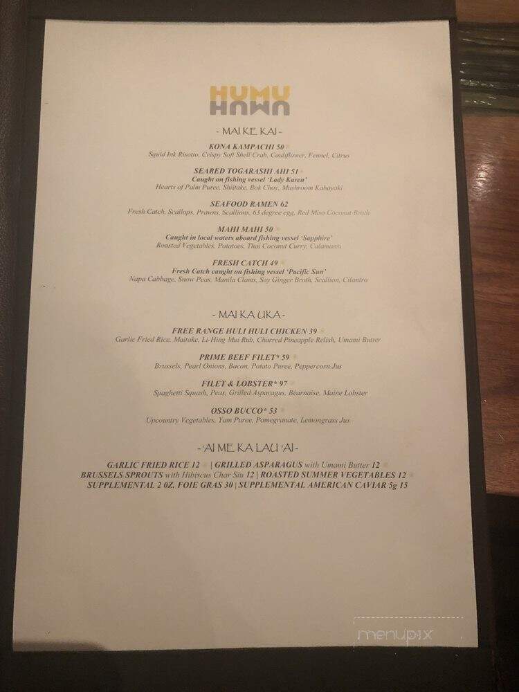 Humuhumunukunukuapua'a Restaurant - Kihei, HI menu_pic