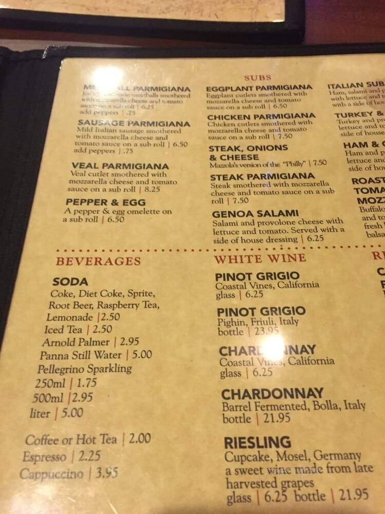 Mazzola's West Italian Restaurant - Davie, FL menu_pic