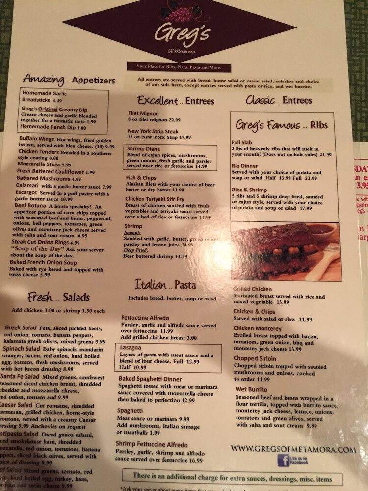 Greg's Pizza Co & Lounge - Metamora, MI menu_pic