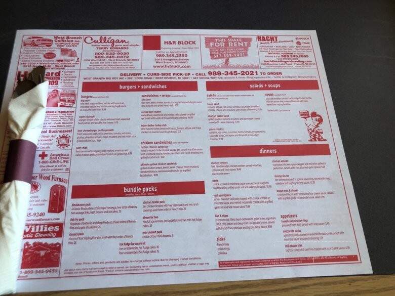 Big Boy - West Branch, MI menu_pic