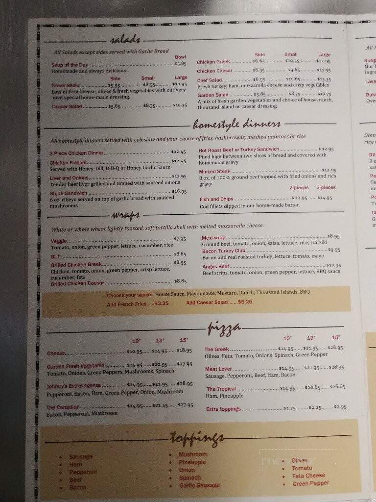 Johnny's Marion Restaurant - Winnipeg, MB menu_pic