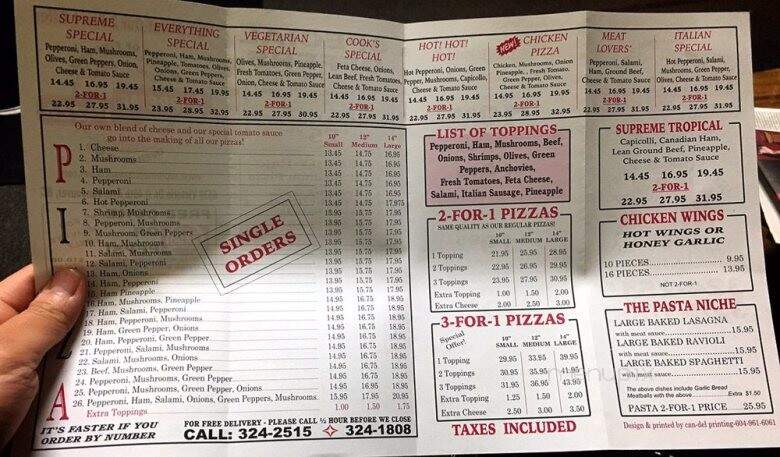 Supreme Pizza - Vancouver, BC menu_pic
