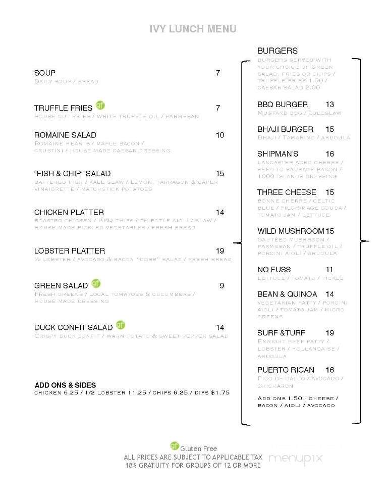 The Ivy Lea Club - Lansdowne, ON menu_pic